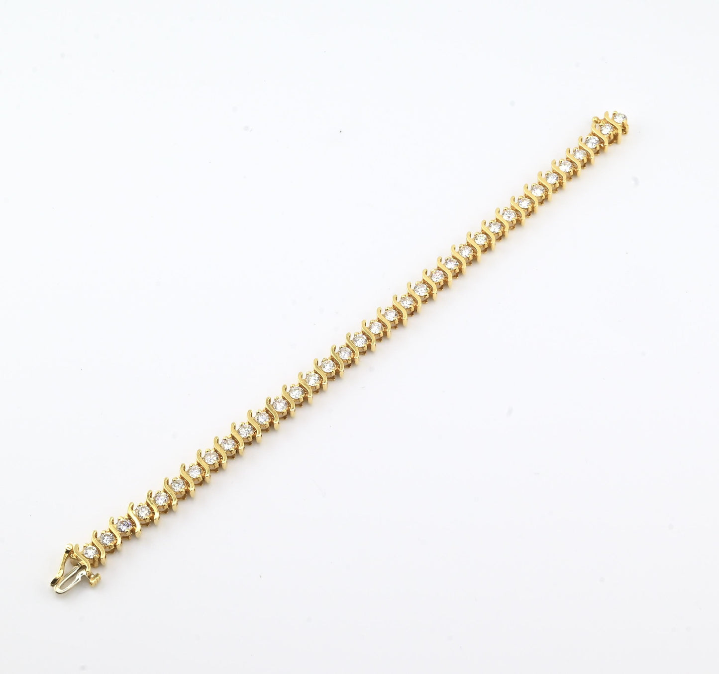 18K Yellow Gold Diamond Tennis Bracelet • 23.31g • 35 Natural Diamonds