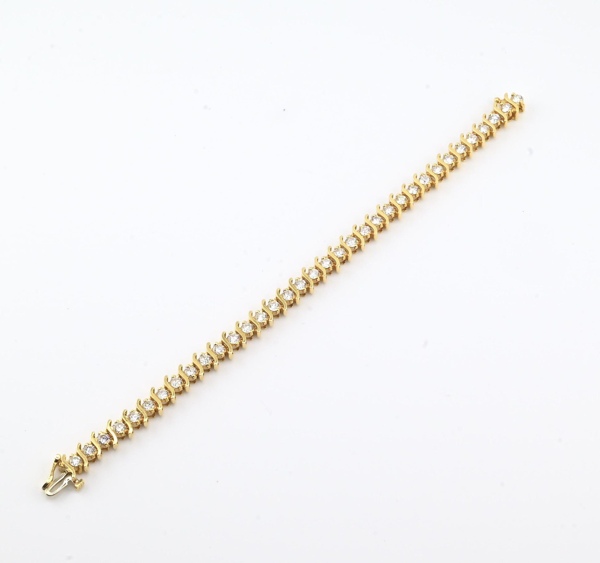 18K Yellow Gold Diamond Tennis Bracelet • 23.31g • 35 Natural Diamonds