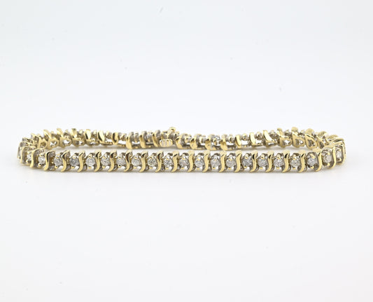 14K Yellow Gold Diamond Tennis Bracelet • 14.67g • ~1.50ct Natural Diamonds • 7”