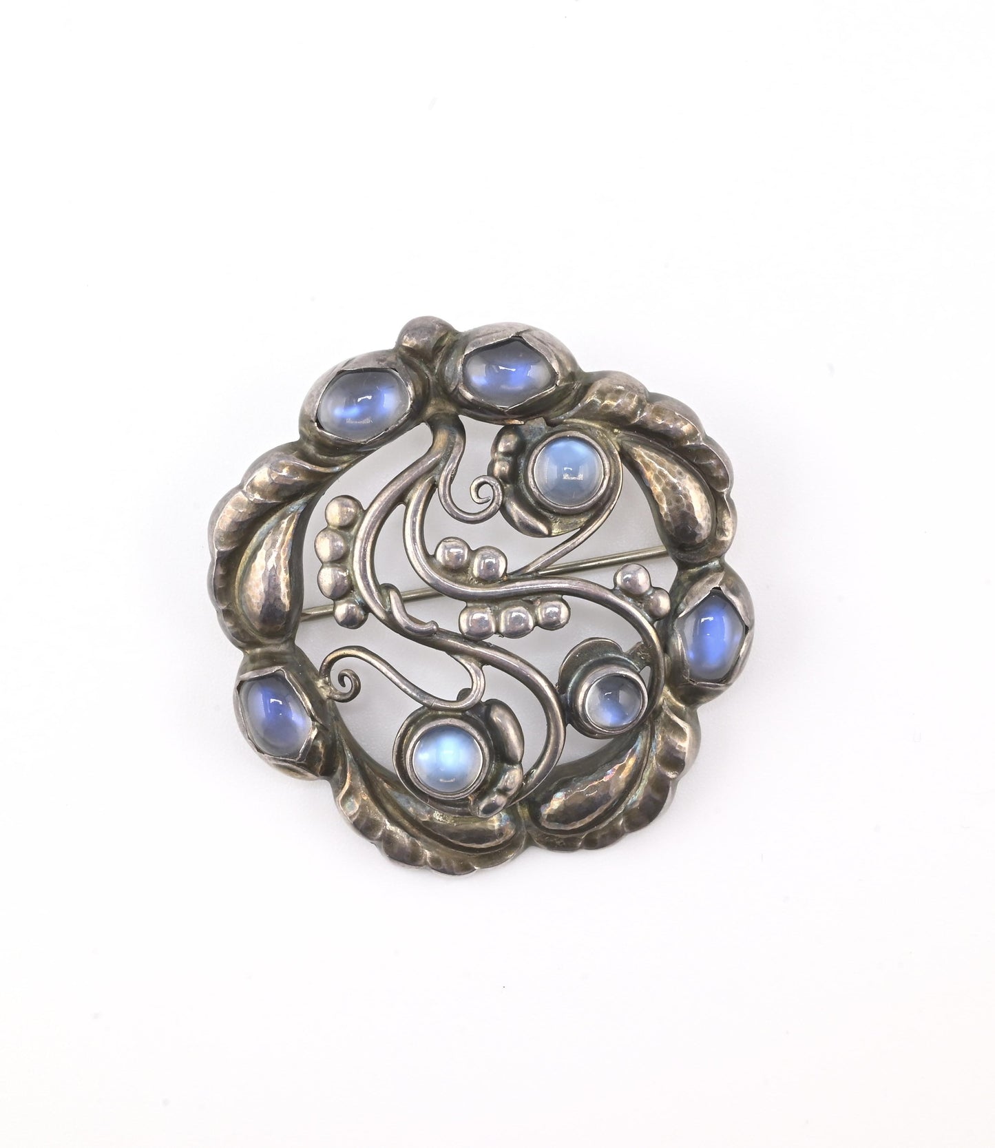 Georg Jensen Sterling Silver Moonstone Brooch • Art Nouveau Style • 17.39g