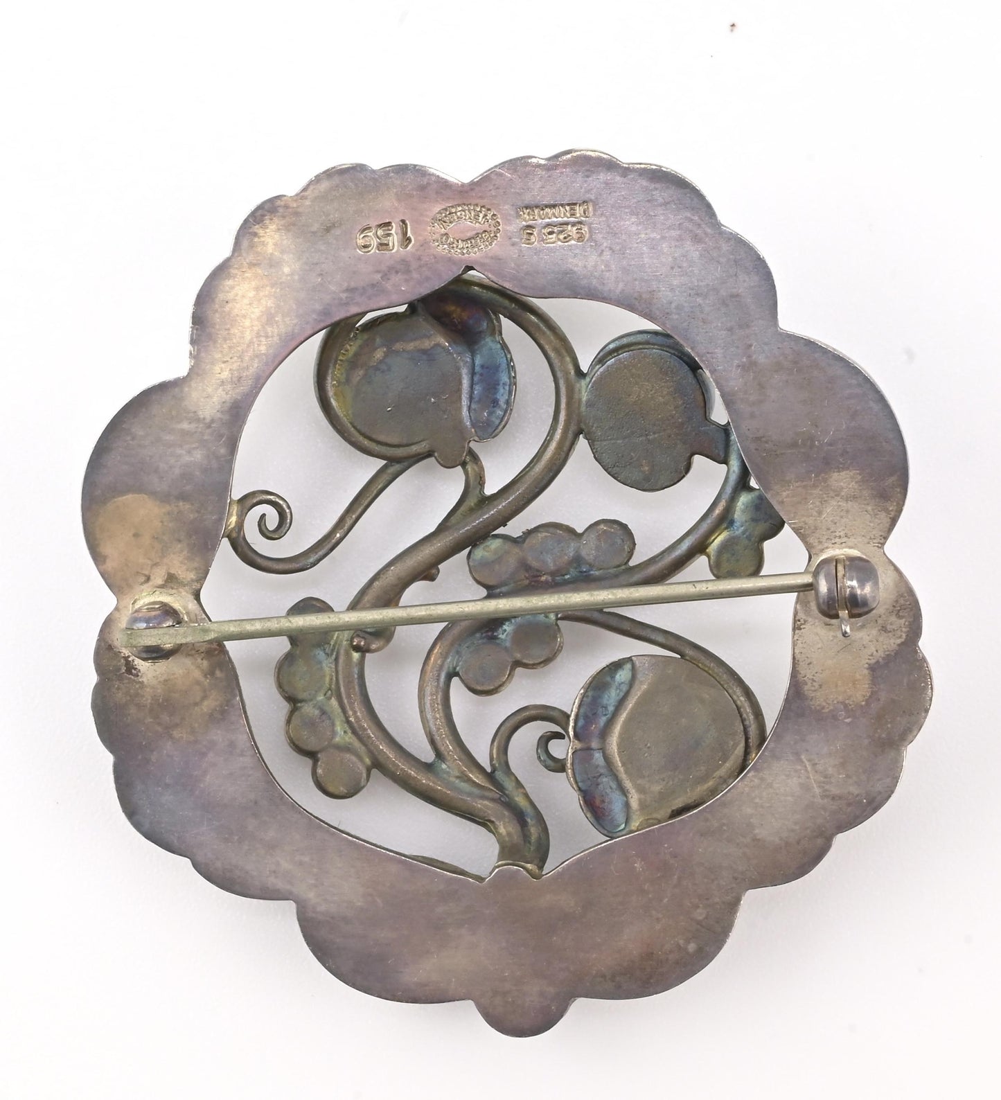Georg Jensen Sterling Silver Moonstone Brooch • Art Nouveau Style • 17.39g