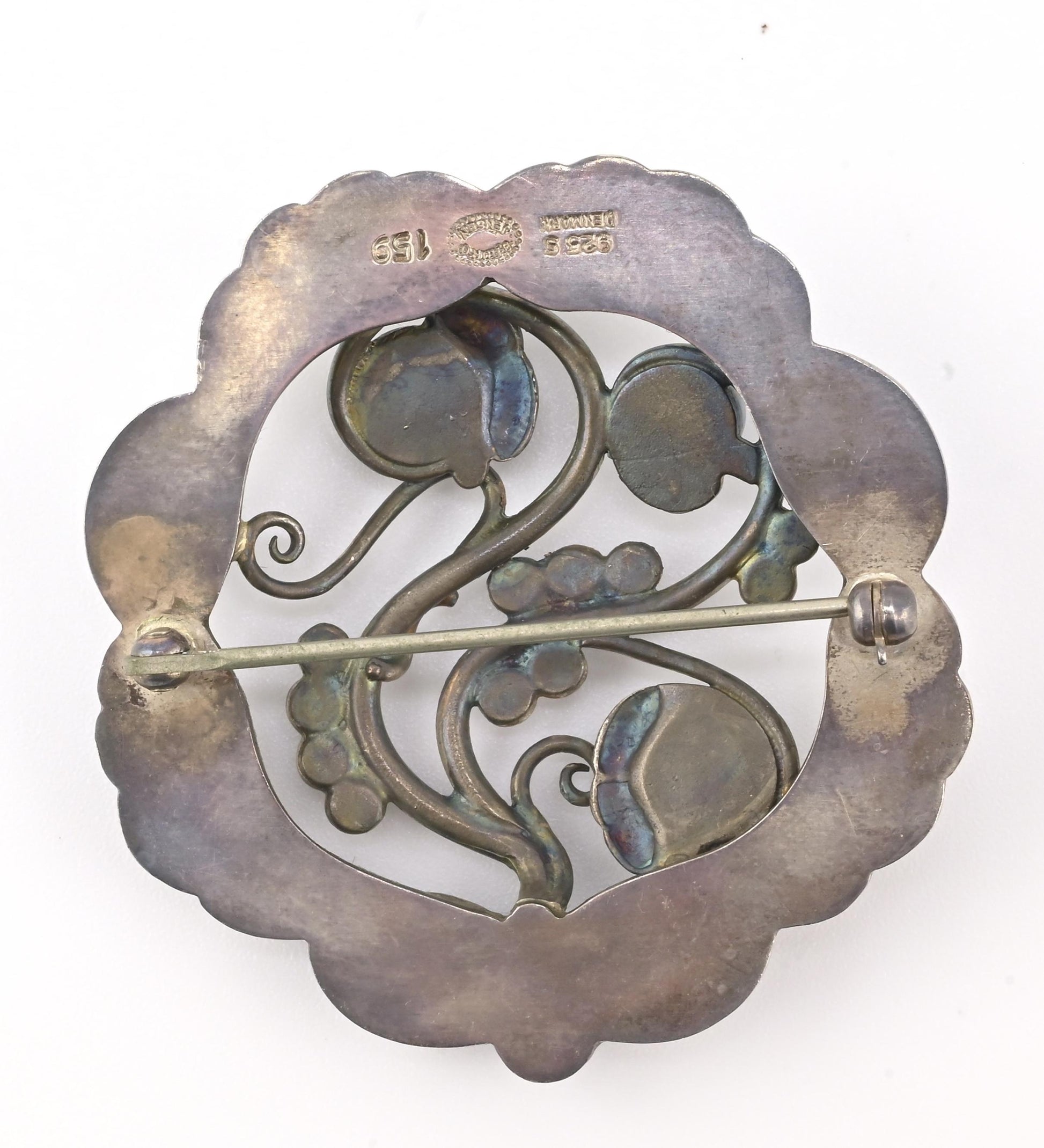 Georg Jensen Sterling Silver Moonstone Brooch • Art Nouveau Style • 17.39g