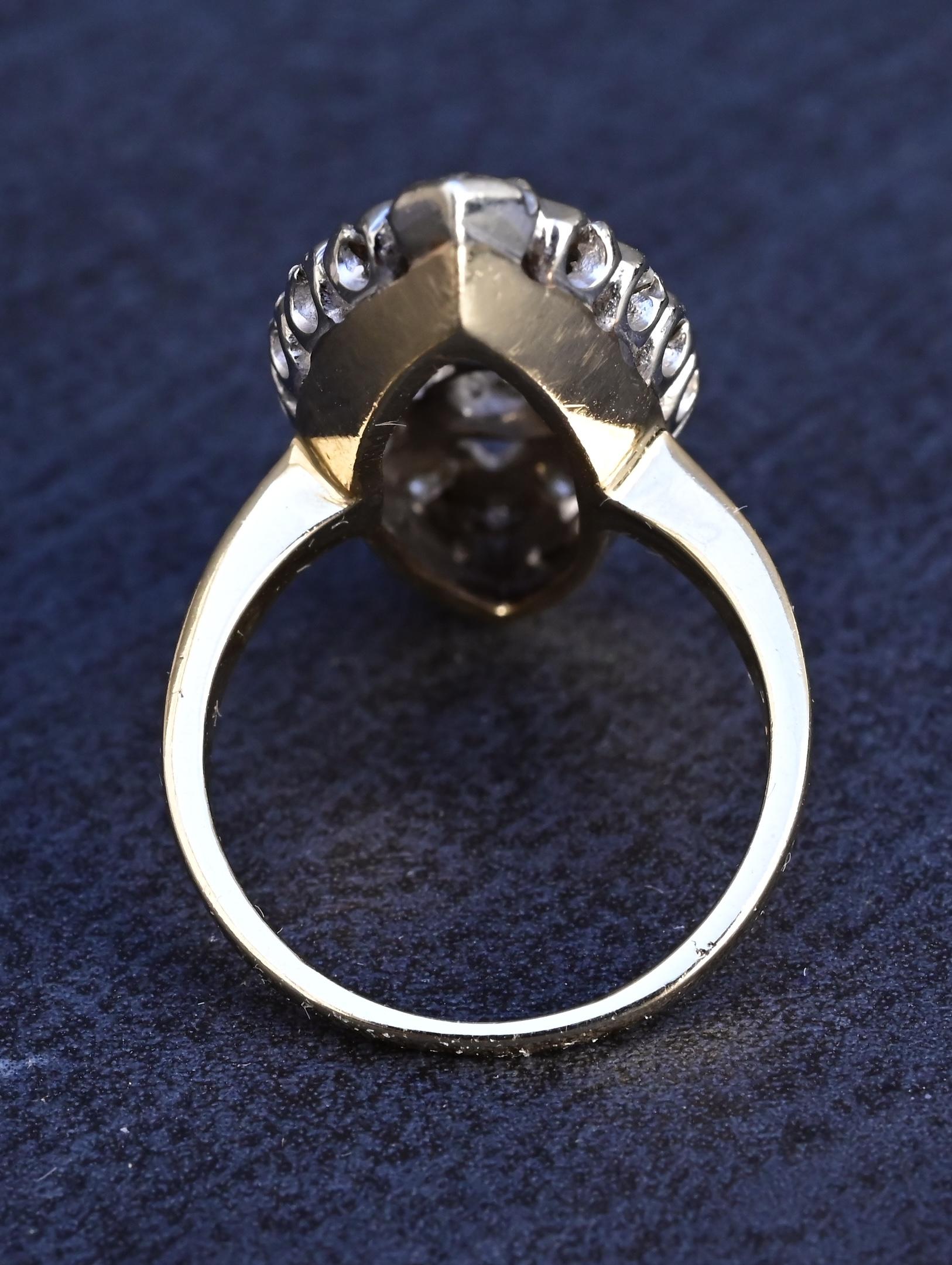 14K White & Yellow Gold Ring with 1.67 Carats of Natural Diamonds, Size 6