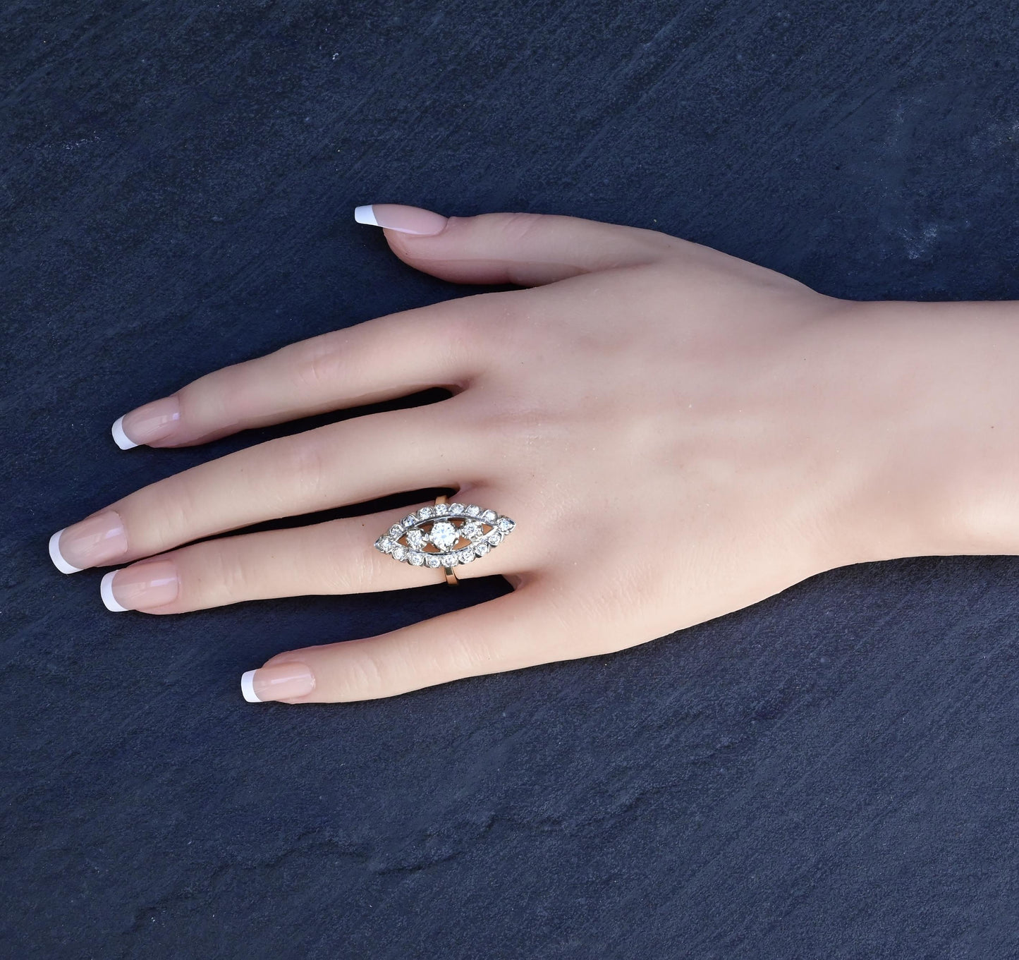 14K White & Yellow Gold Ring with 1.67 Carats of Natural Diamonds, Size 6
