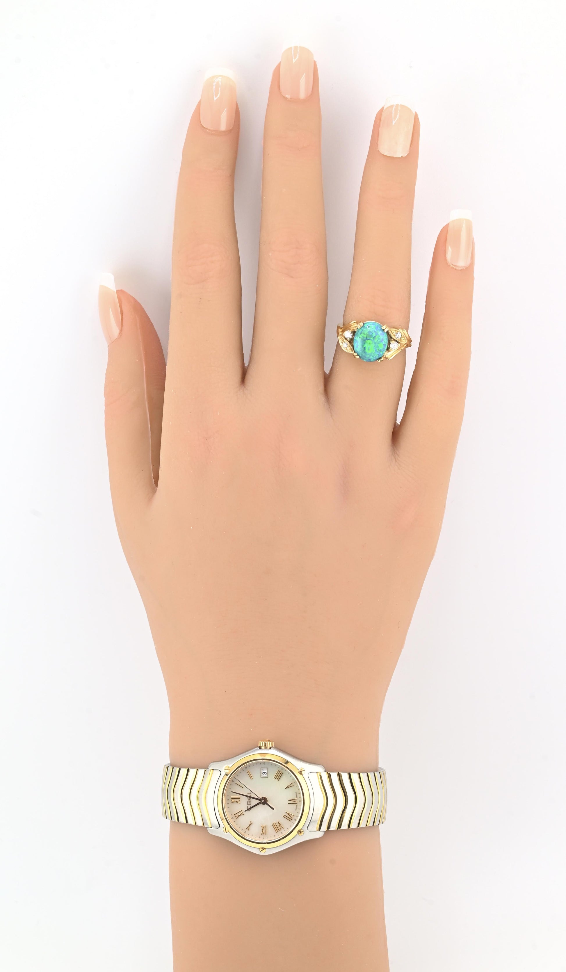 GIA Certified 2.40ct Natural Black Opal & Diamond Ring 14K Yellow Gold