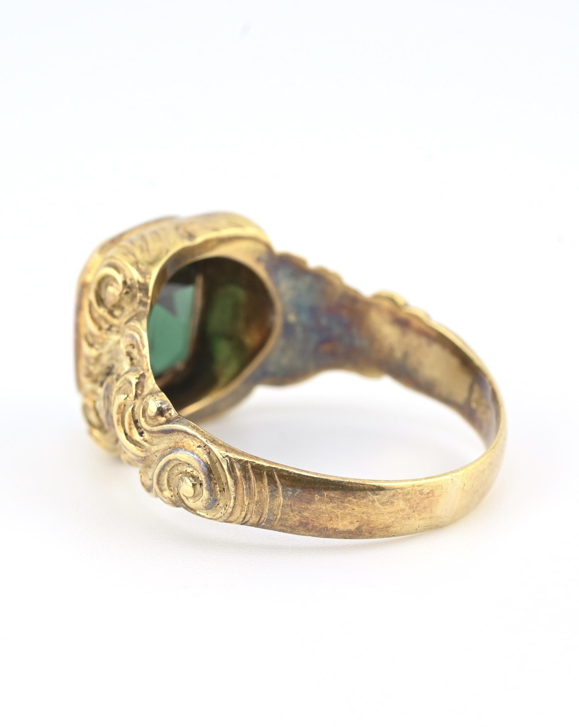 Victorian Style 14K Gold Ring with GIA Certified Green Spinel