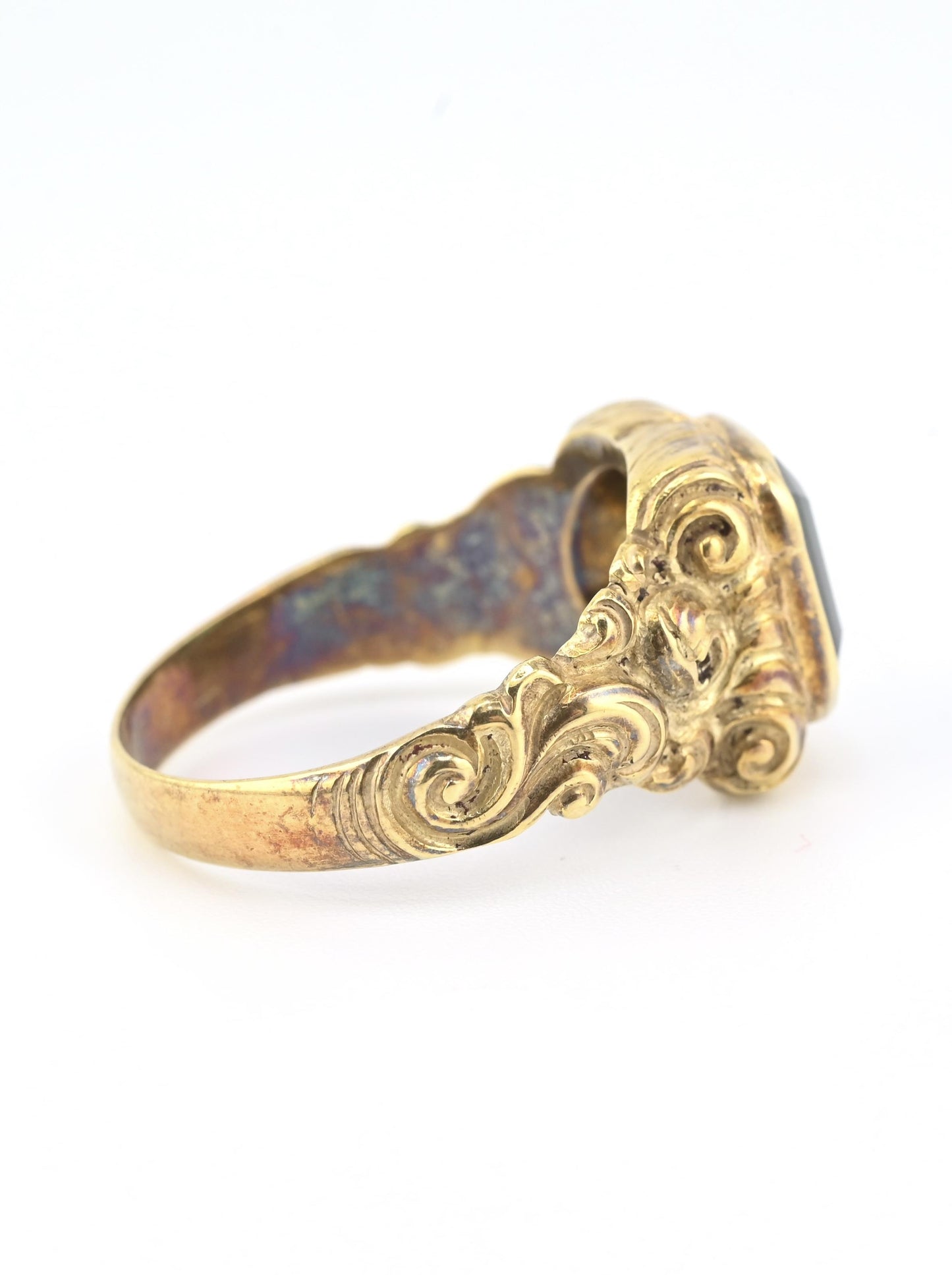 Victorian Style 14K Gold Ring with GIA Certified Green Spinel