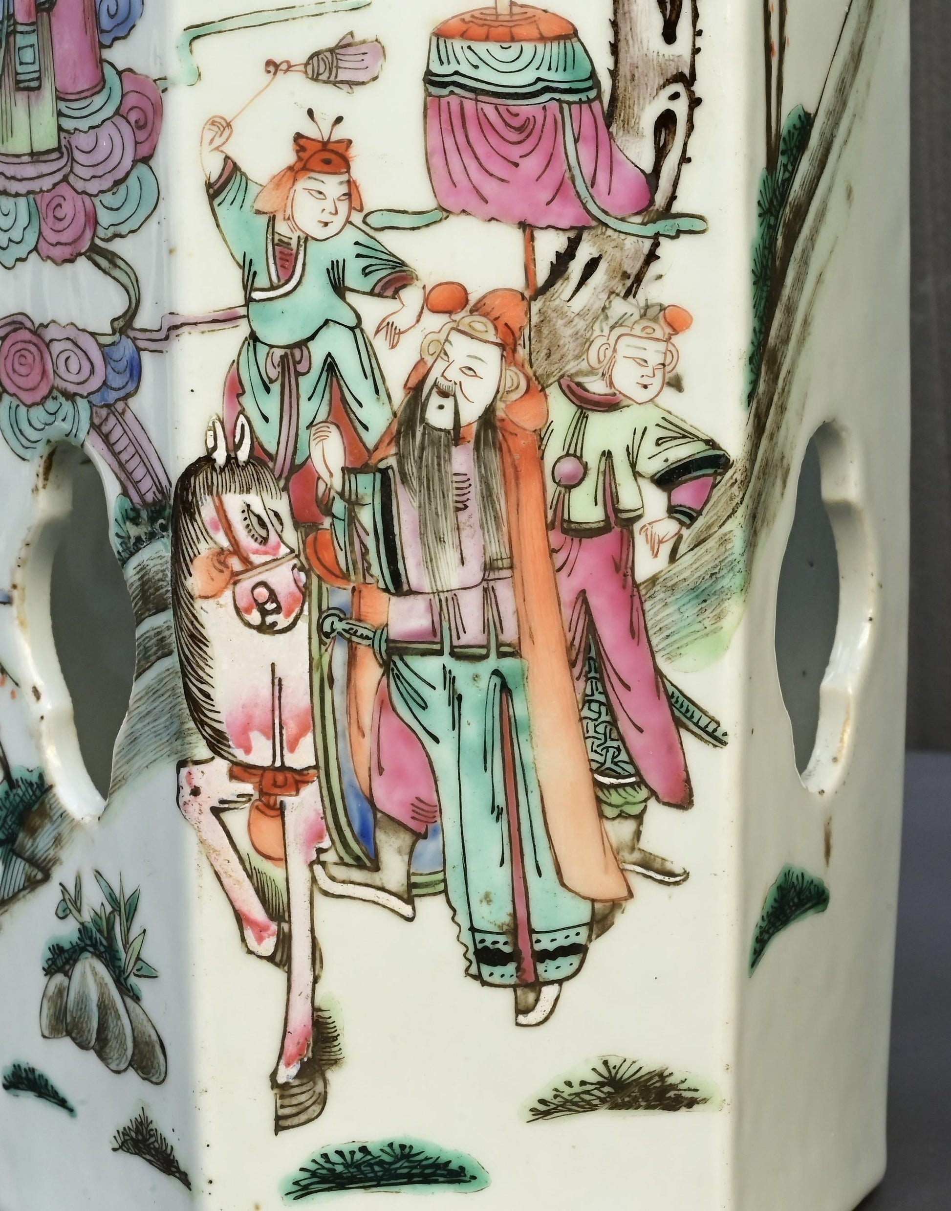 Pair of Antique Chinese Tongzhi Period Famille Rose Hat Stands, Mid-19th Century