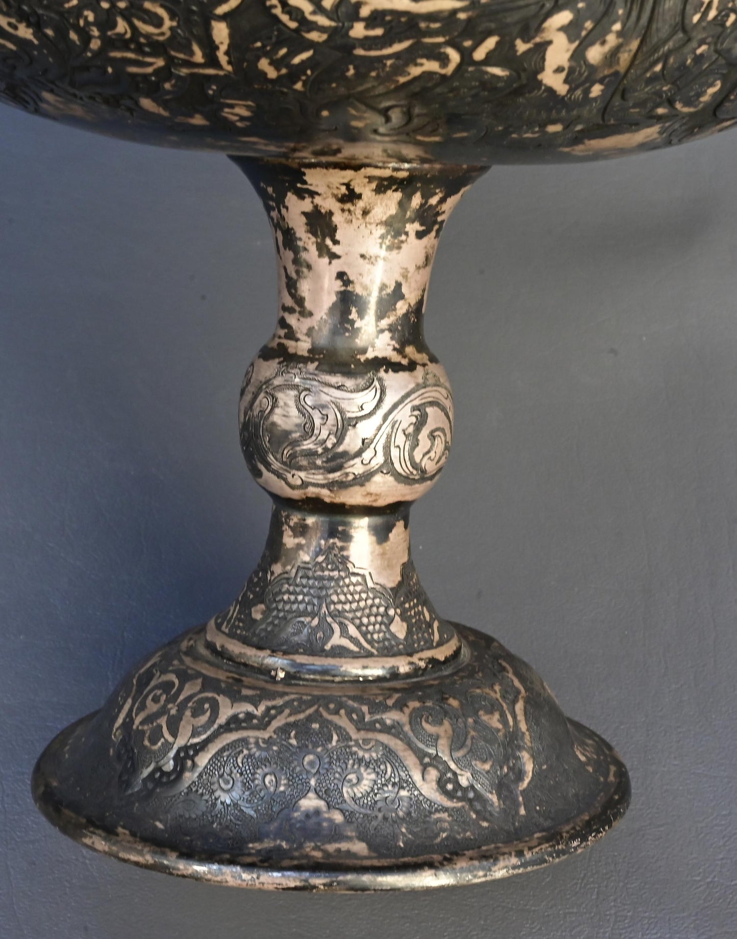 Antique Persian Silver Centerpiece Bowl – Hand-Engraved Qajar Court Scenes