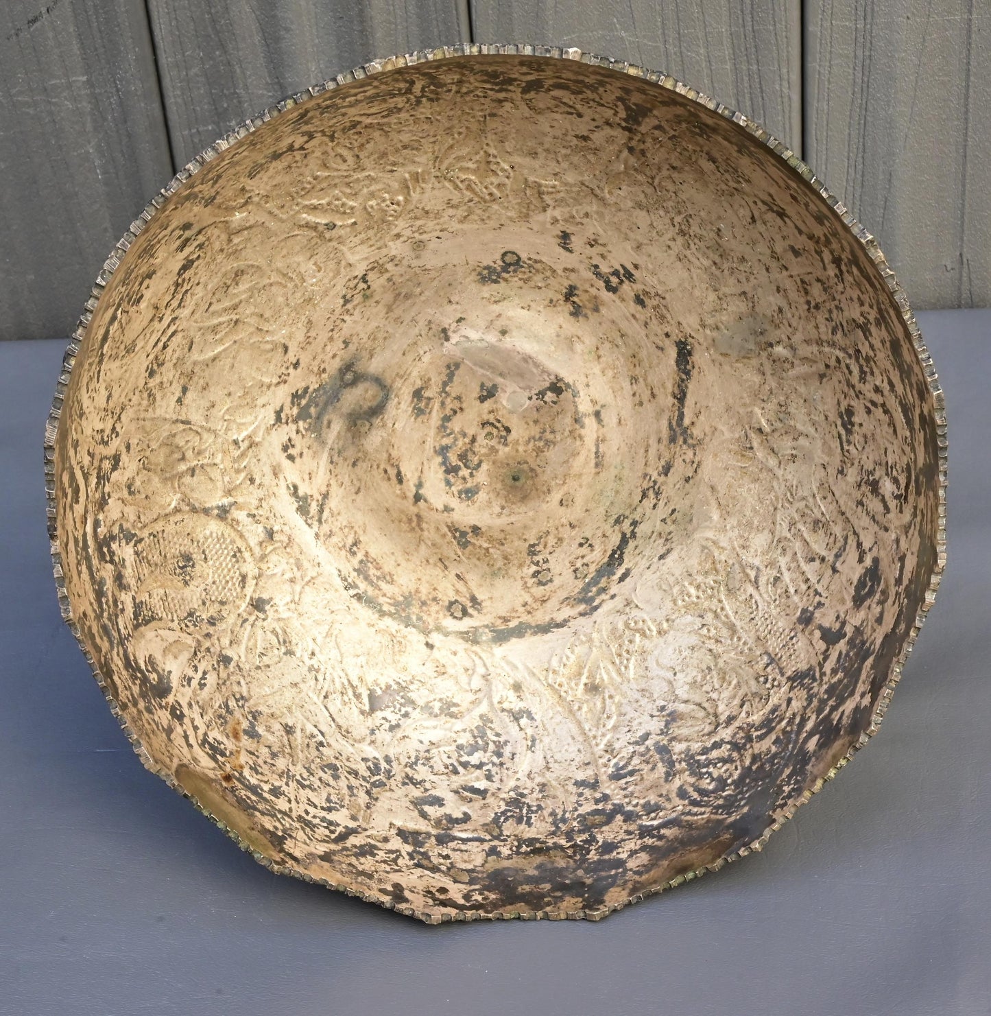 Antique Persian Silver Centerpiece Bowl – Hand-Engraved Qajar Court Scenes