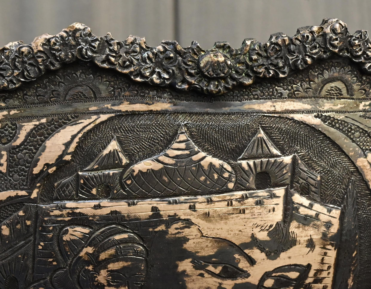 Antique Persian Silver Centerpiece Bowl – Hand-Engraved Qajar Court Scenes