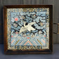Antique Chinese Qing Dynasty Silk Embroidered Rank Badge Mounted in Tray