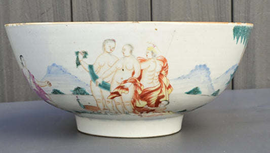 18th Century Chinese Export Famille Rose Porcelain Bowl with European Subject