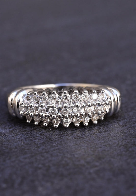 IGI Certified 14K White Gold Diamond Band – 0.25ct, 27 Natural Diamonds Size 4