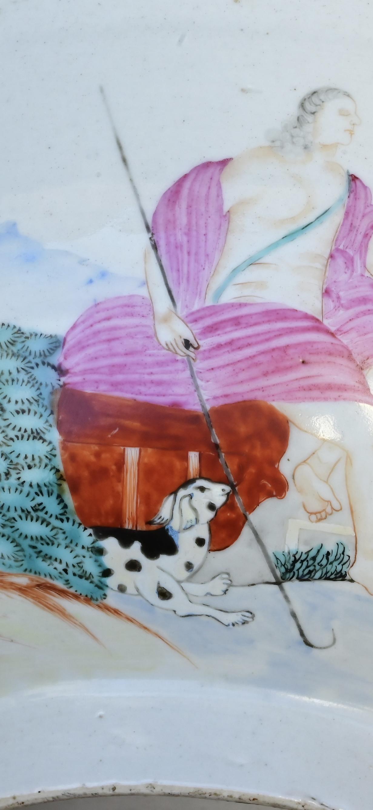 18th Century Chinese Export Famille Rose Porcelain Bowl with European Subject