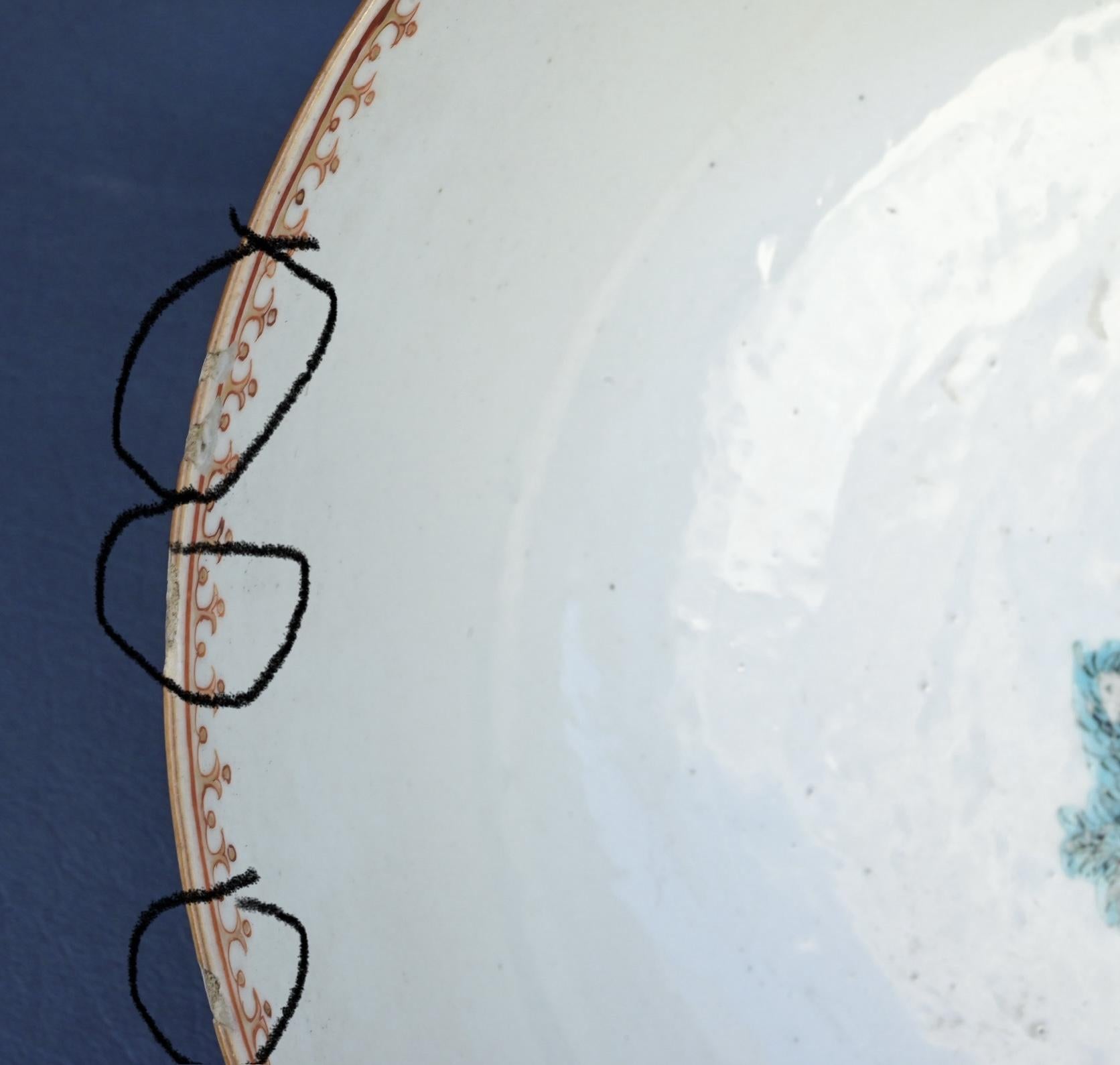 18th Century Chinese Export Famille Rose Porcelain Bowl with European Subject