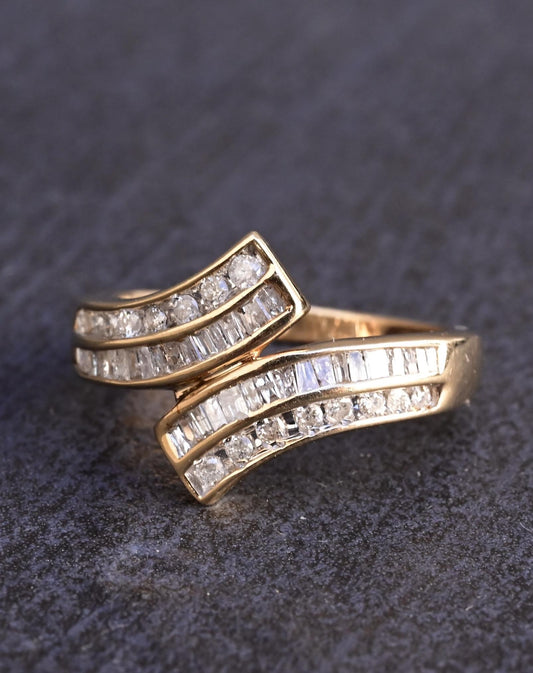 IGI Certified 10K Yellow Gold Diamond Bypass Ring – 0.65ct, Size 7