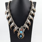 Navajo M. Tsosie Sterling Silver Necklace 125.26g Turquoise Coral Claw Naja