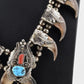 Navajo M. Tsosie Sterling Silver Necklace 125.26g Turquoise Coral Claw Naja