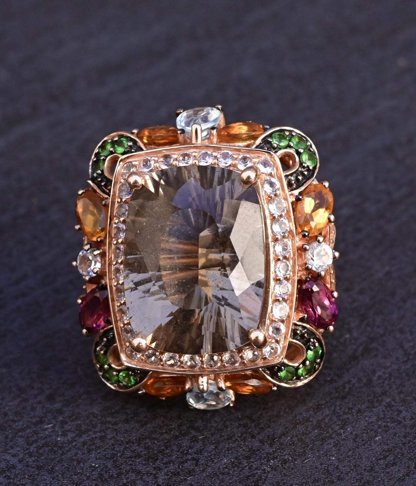14K Rose Gold Levian Ring With Smokey Quartz Fine Beautiful Color Gemstones
