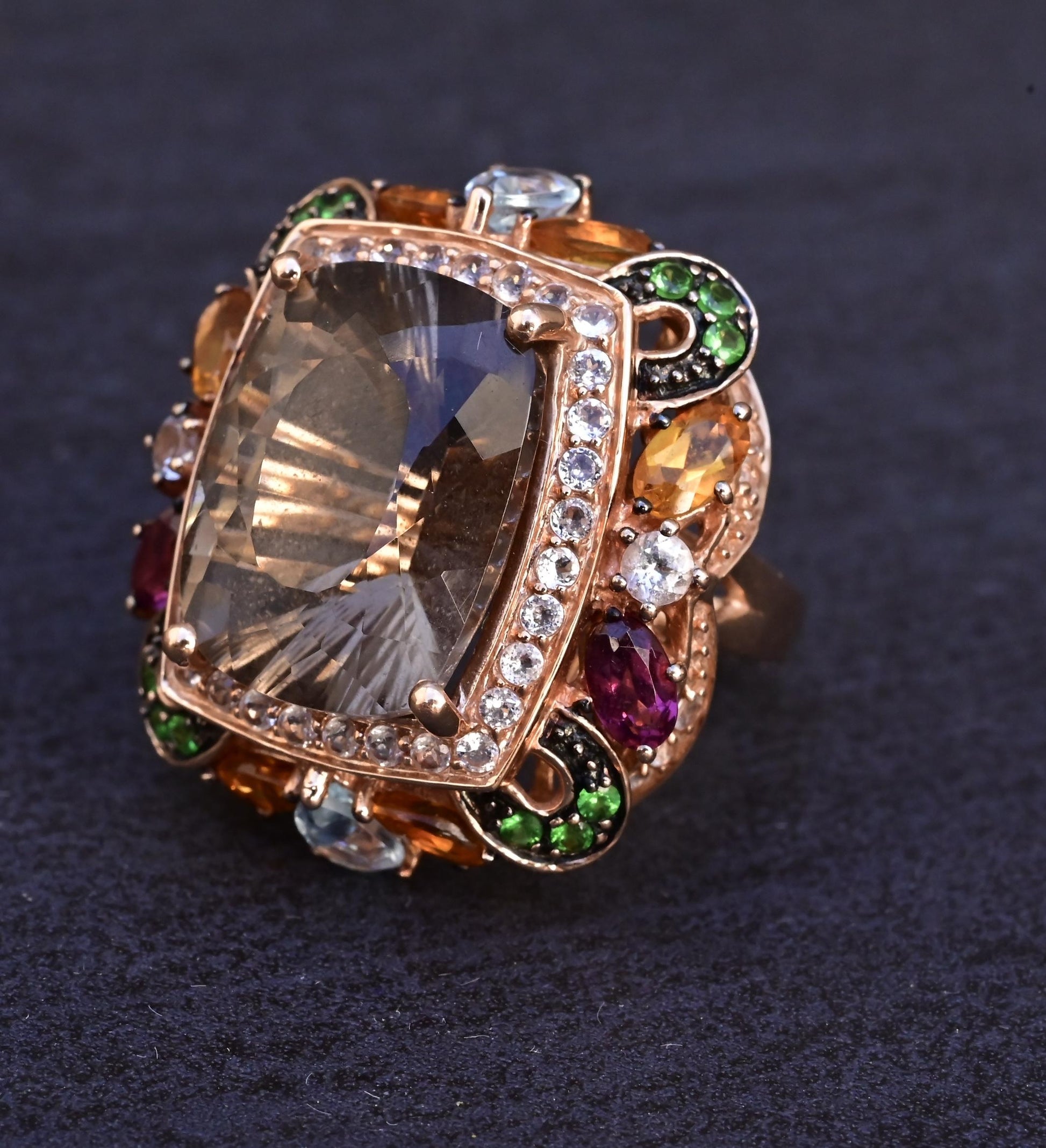 14K Rose Gold Levian Ring With Smokey Quartz Fine Beautiful Color Gemstones