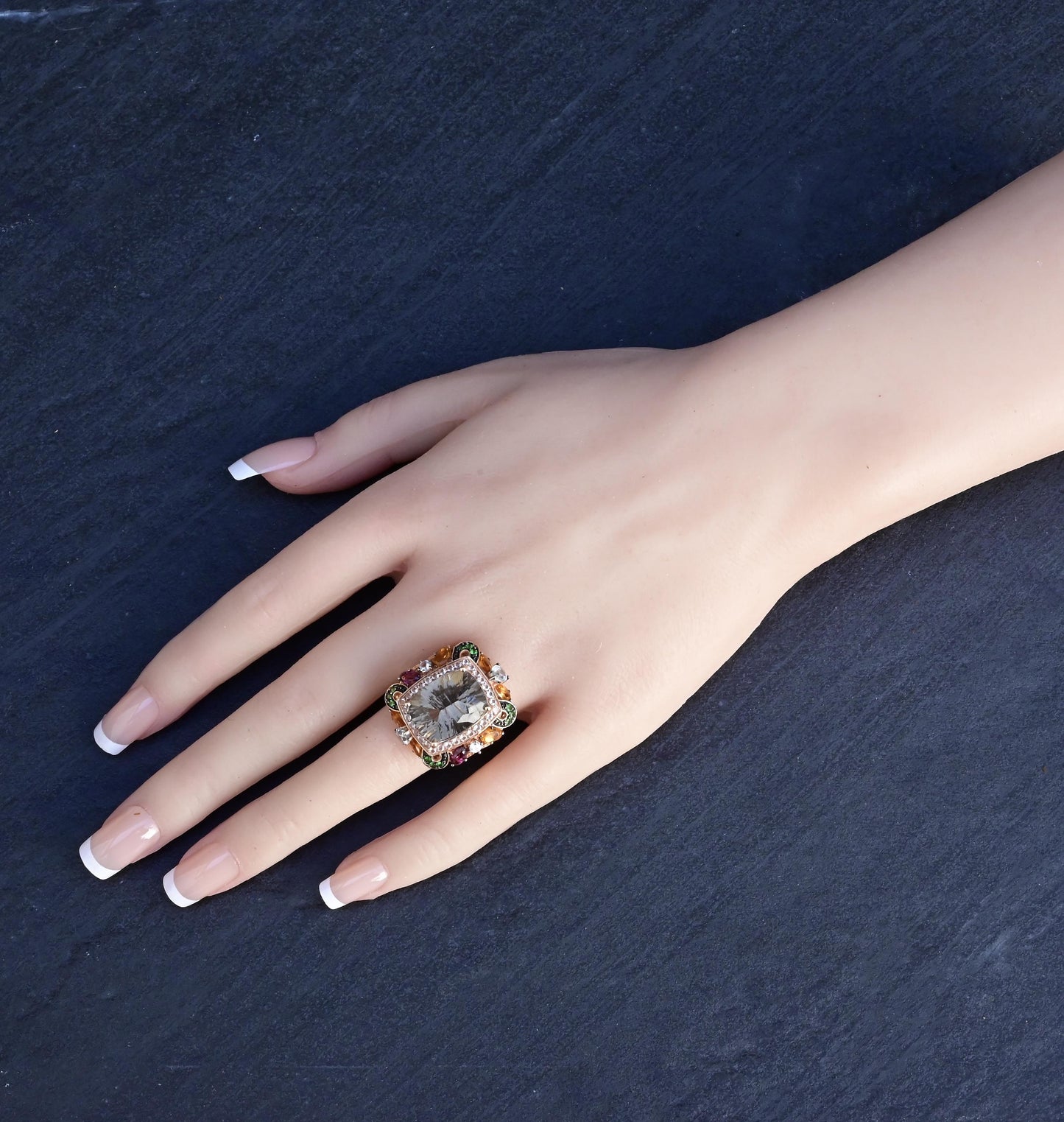 14K Rose Gold Levian Ring With Smokey Quartz Fine Beautiful Color Gemstones