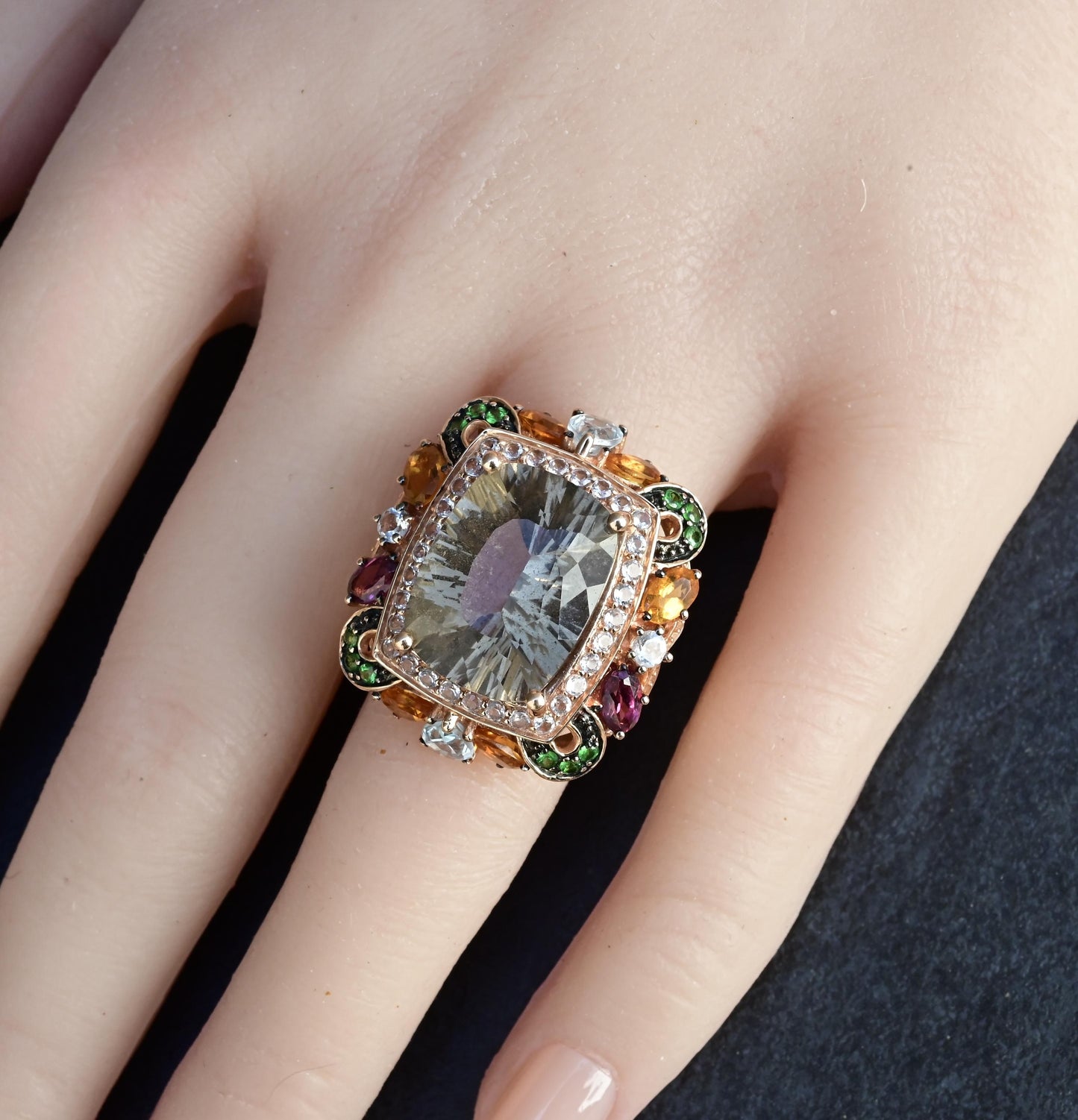 14K Rose Gold Levian Ring With Smokey Quartz Fine Beautiful Color Gemstones