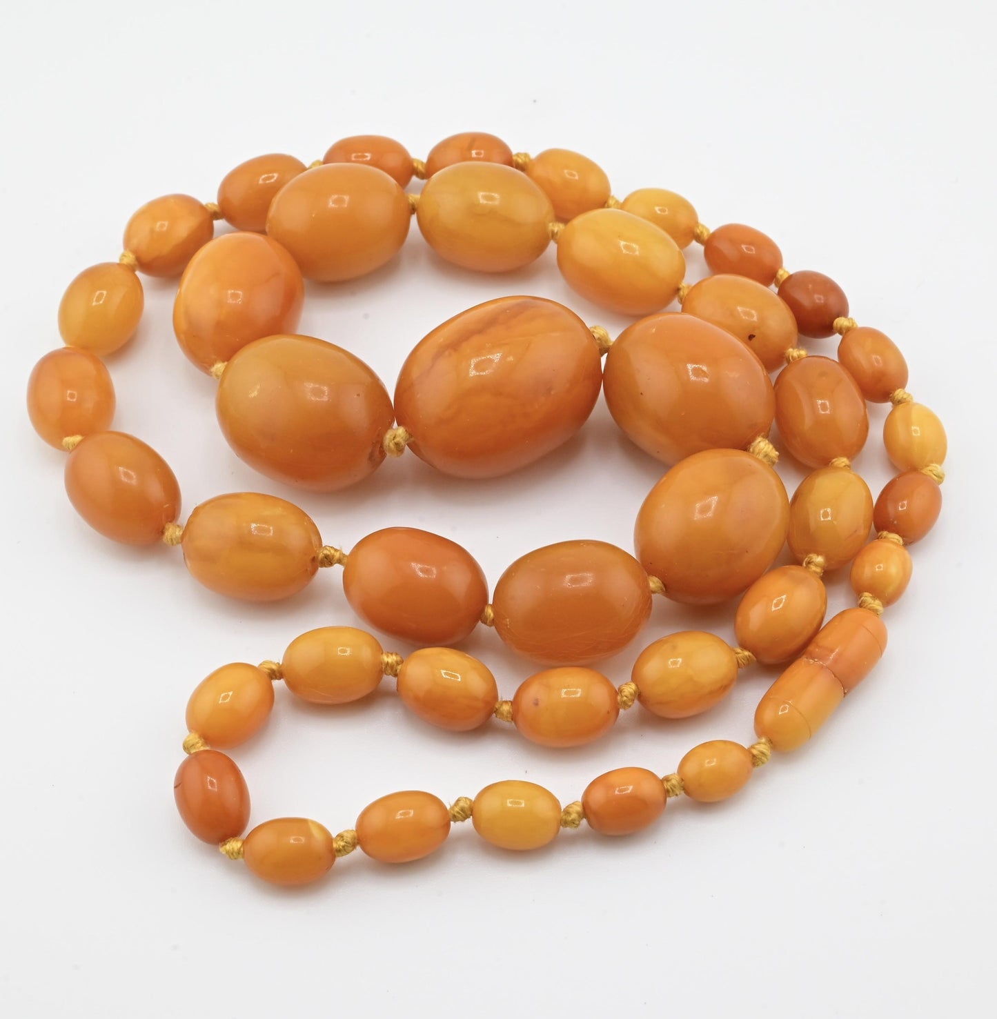 Antique Butterscotch Baltic Amber Necklace 78.25g 31" Graduated Beads Natural