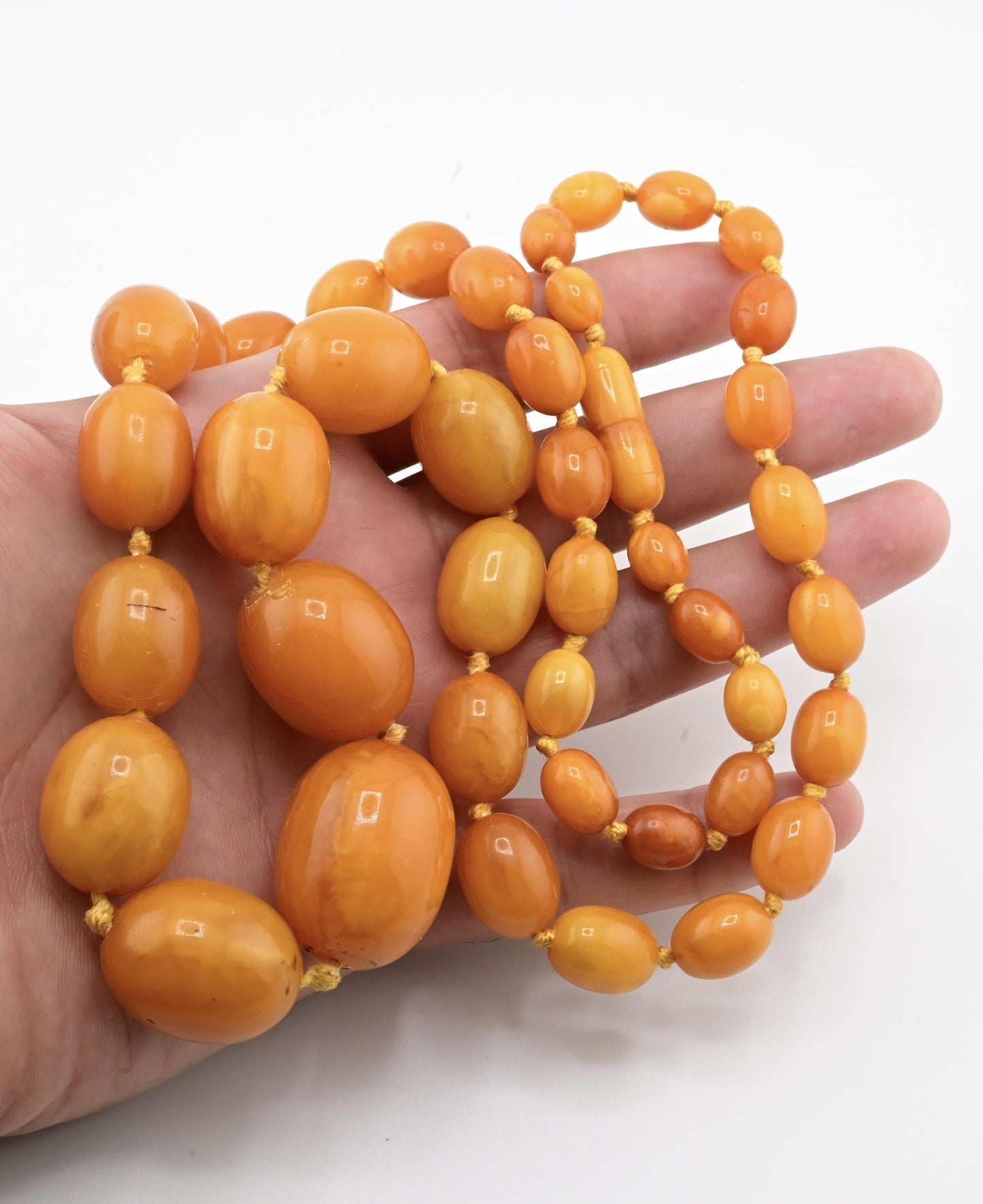 Antique Butterscotch Baltic Amber Necklace 78.25g 31" Graduated Beads Natural