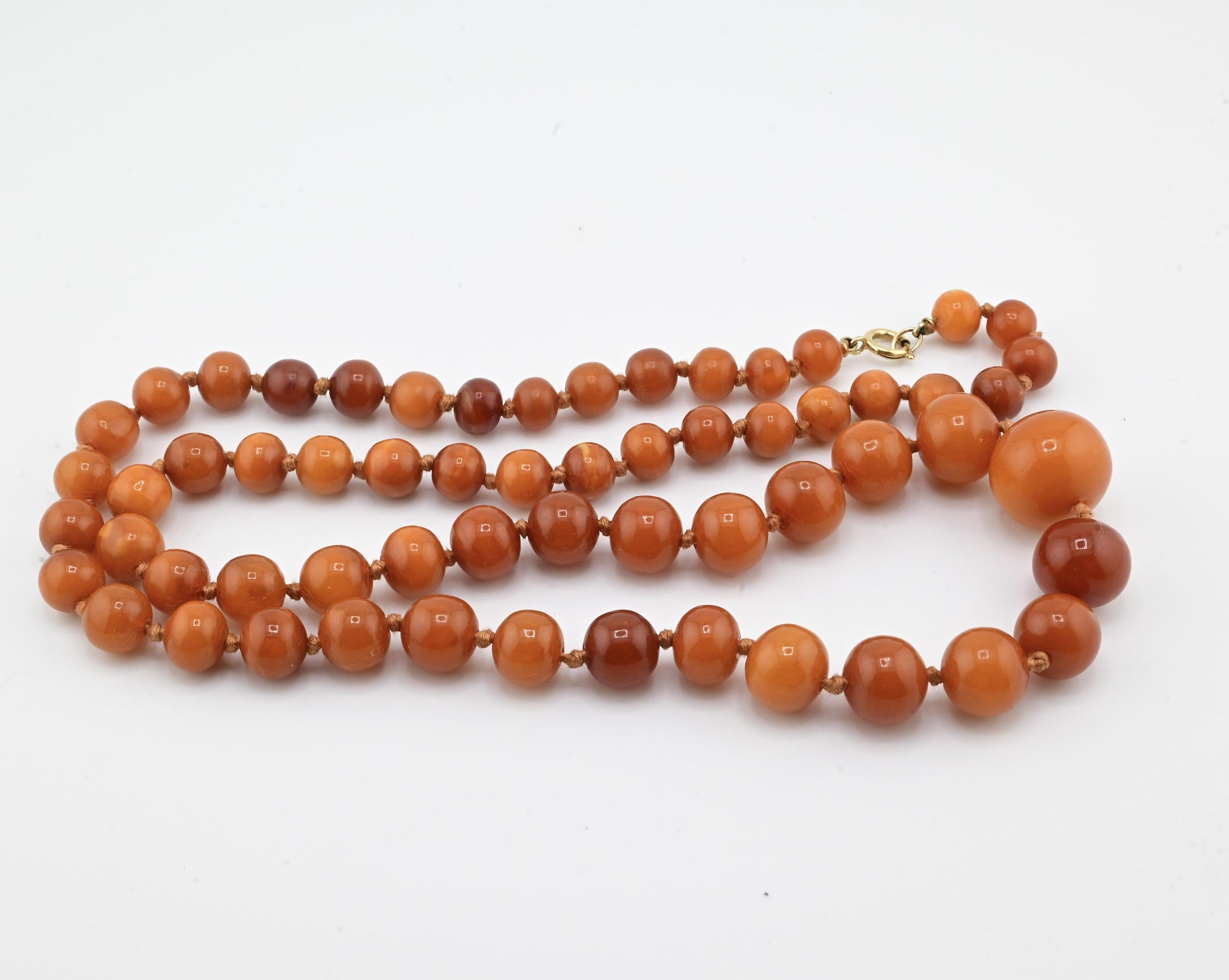 Vintage Baltic Amber Necklace 38.72g 27.5" Egg-Shaped Graduated Beads Natural
