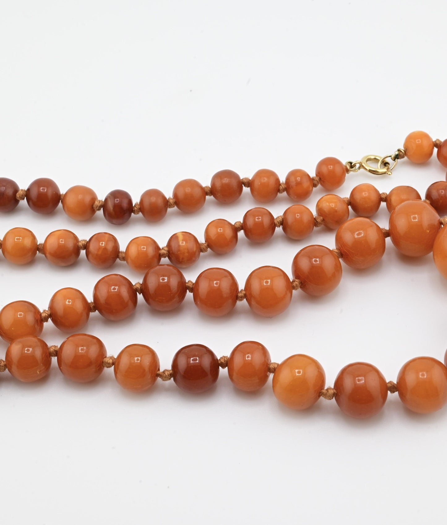 Vintage Baltic Amber Necklace 38.72g 27.5" Egg-Shaped Graduated Beads Natural