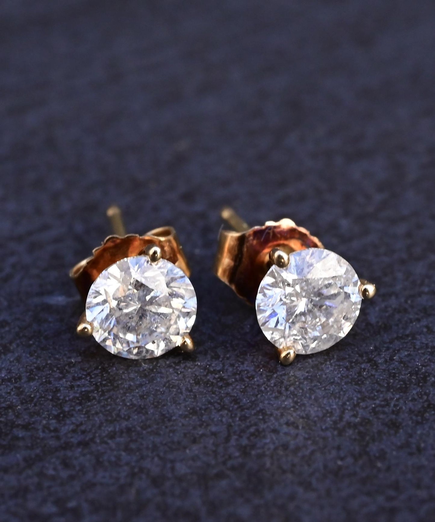 IGI Certified 14K Yellow Gold Diamond Stud Earrings | 1.00ct Total (0.50ct Each)