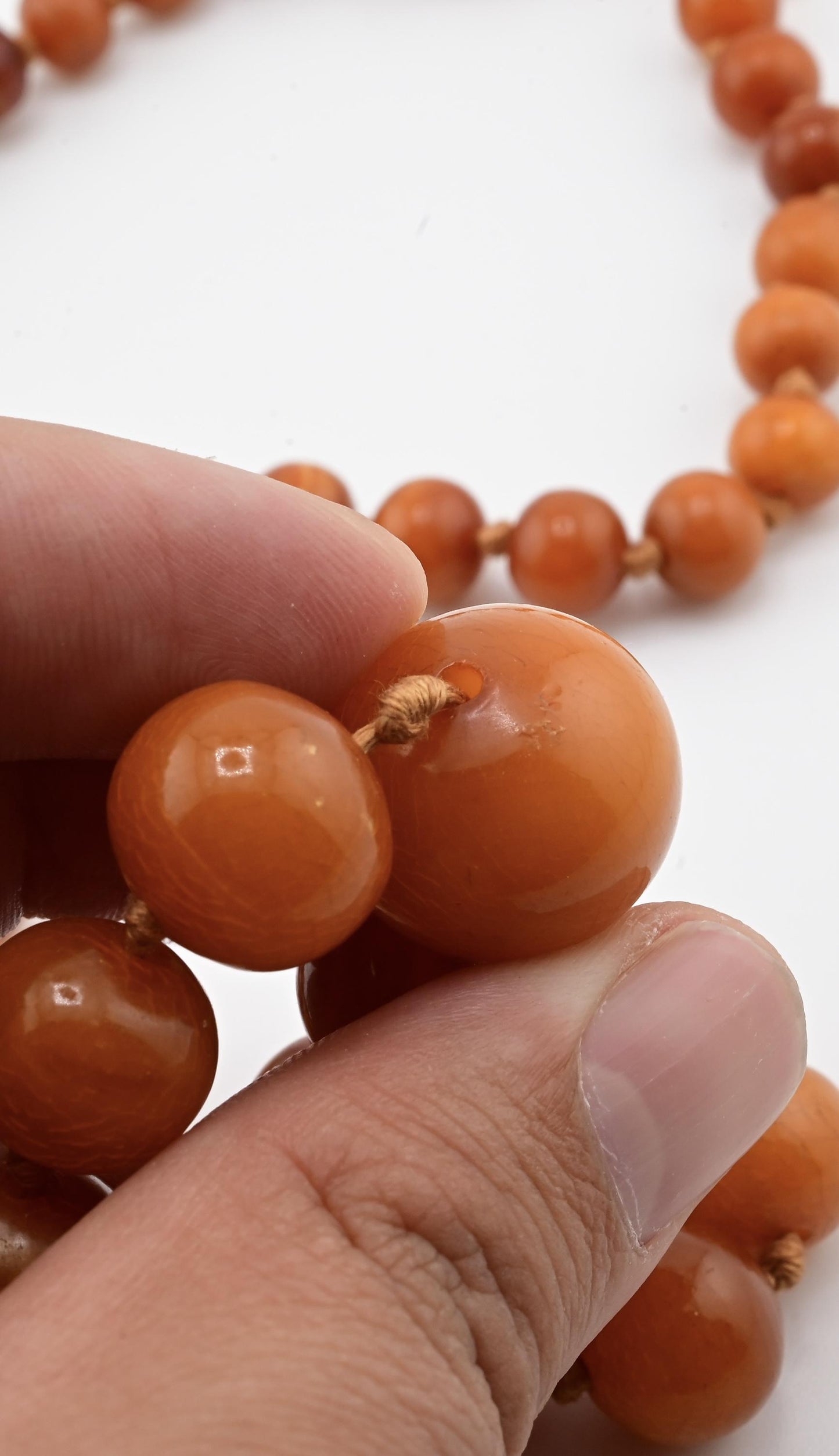 Vintage Baltic Amber Necklace 38.72g 27.5" Egg-Shaped Graduated Beads Natural