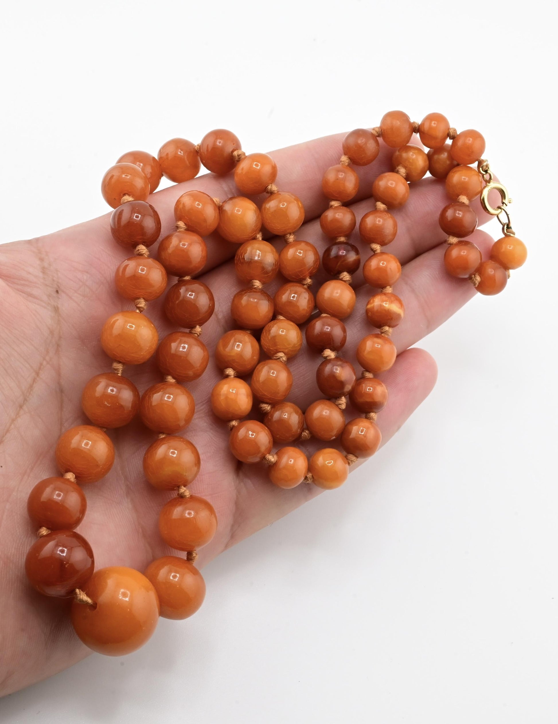Vintage Baltic Amber Necklace 38.72g 27.5" Egg-Shaped Graduated Beads Natural