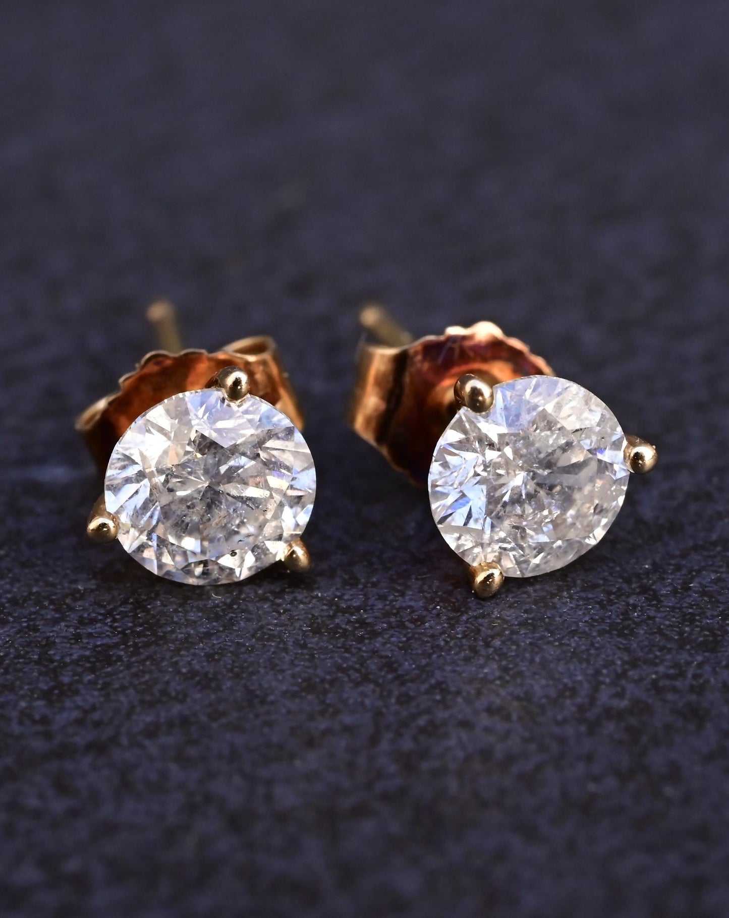 IGI Certified 14K Yellow Gold Diamond Stud Earrings | 1.00ct Total (0.50ct Each)