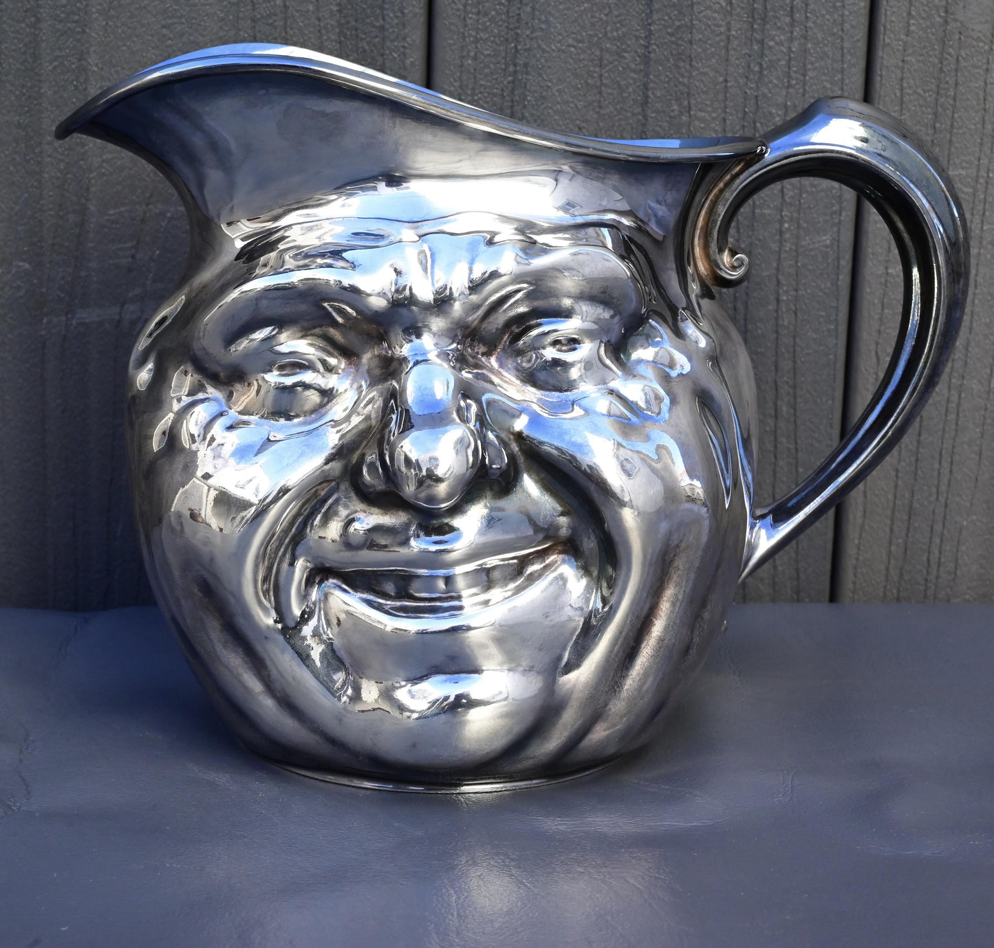 Antique Reed & Barton Silver-Plated “Jolly Face” Pitcher Jug Sunny Jim