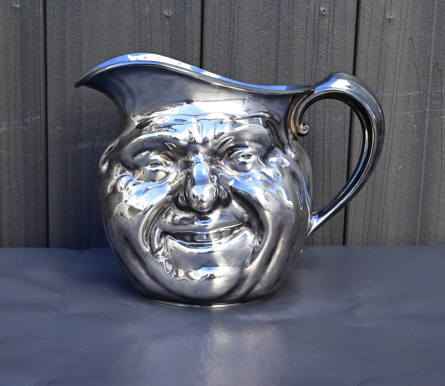 Antique Reed & Barton Silver-Plated “Jolly Face” Pitcher Jug Sunny Jim