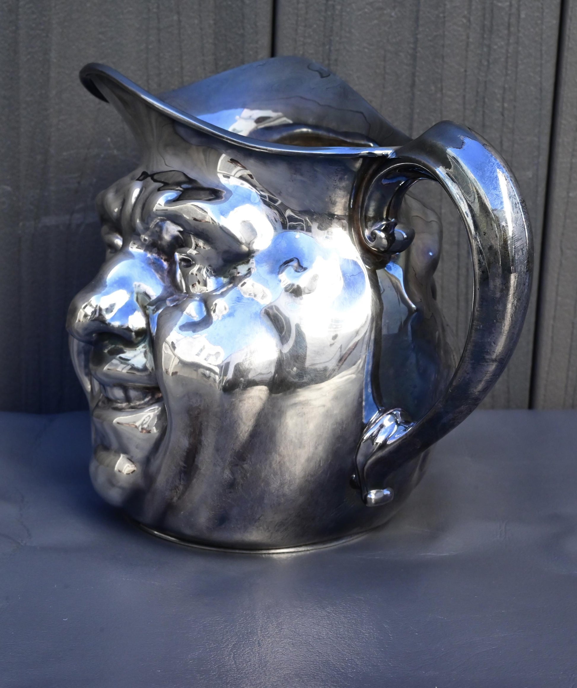 Antique Reed & Barton Silver-Plated “Jolly Face” Pitcher Jug Sunny Jim