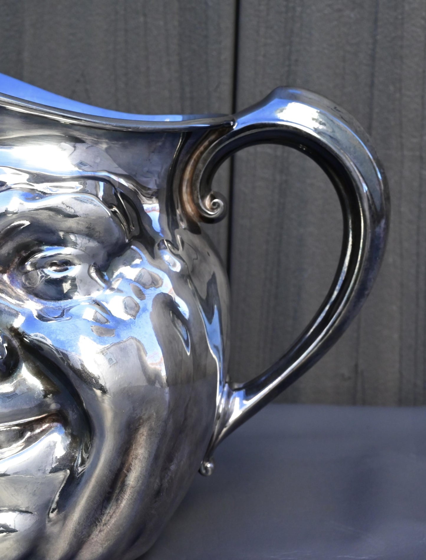 Antique Reed & Barton Silver-Plated “Jolly Face” Pitcher Jug Sunny Jim