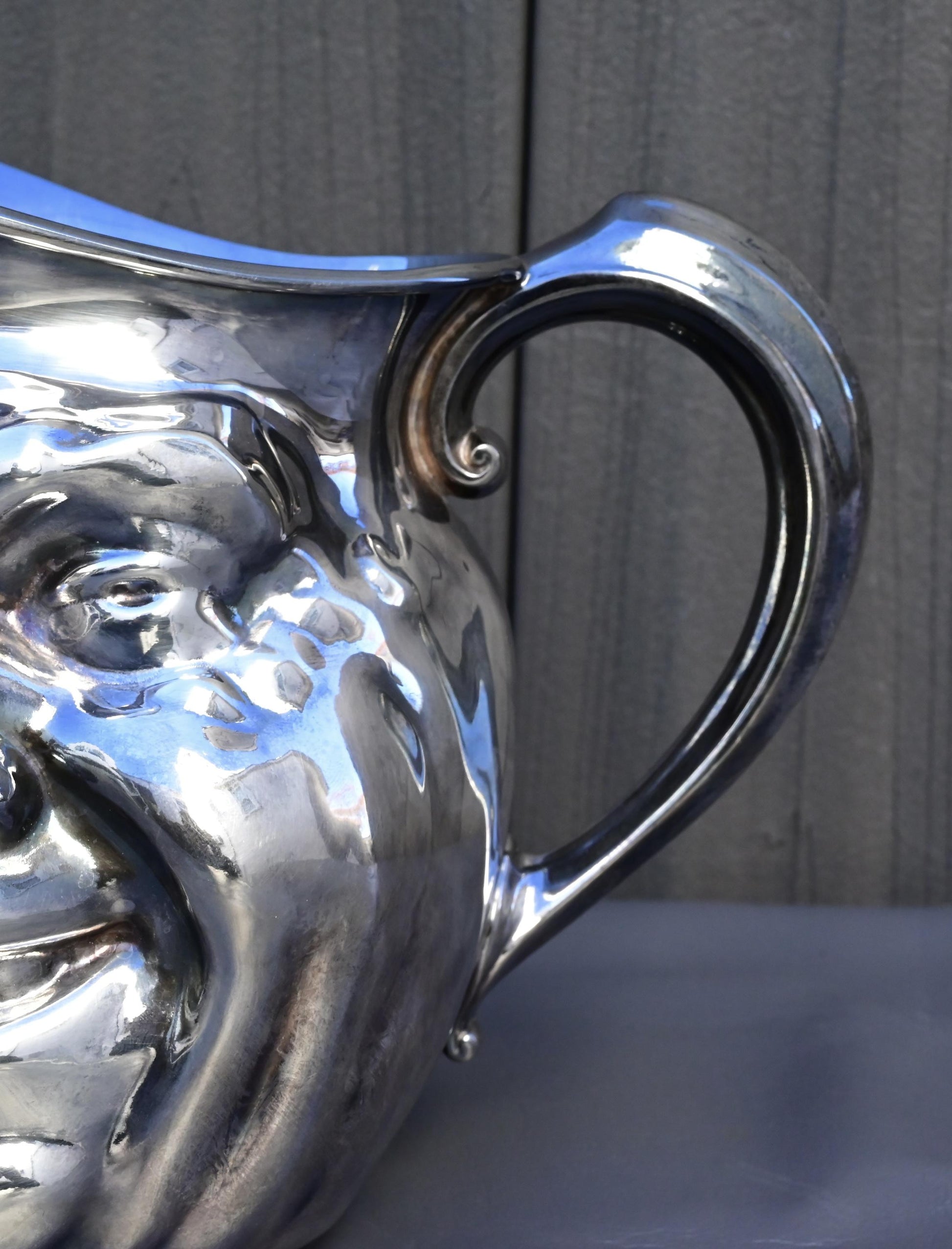 Antique Reed & Barton Silver-Plated “Jolly Face” Pitcher Jug Sunny Jim