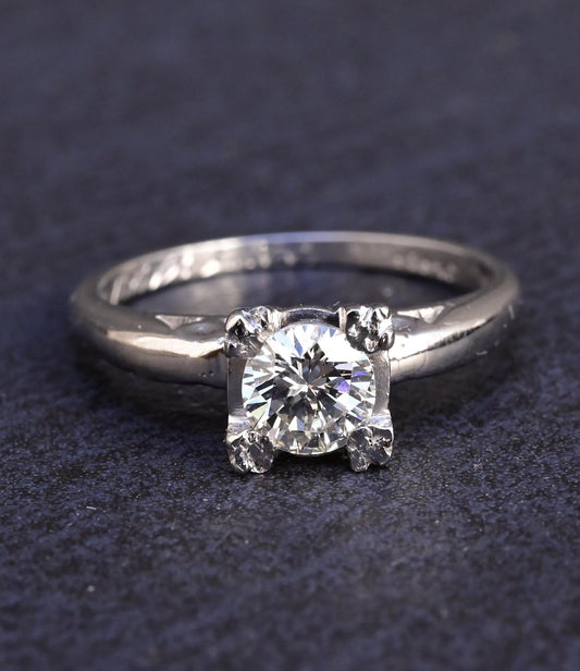Platinum Diamond Solitaire Ring with .48ct VS Clarity Center IGI Certified