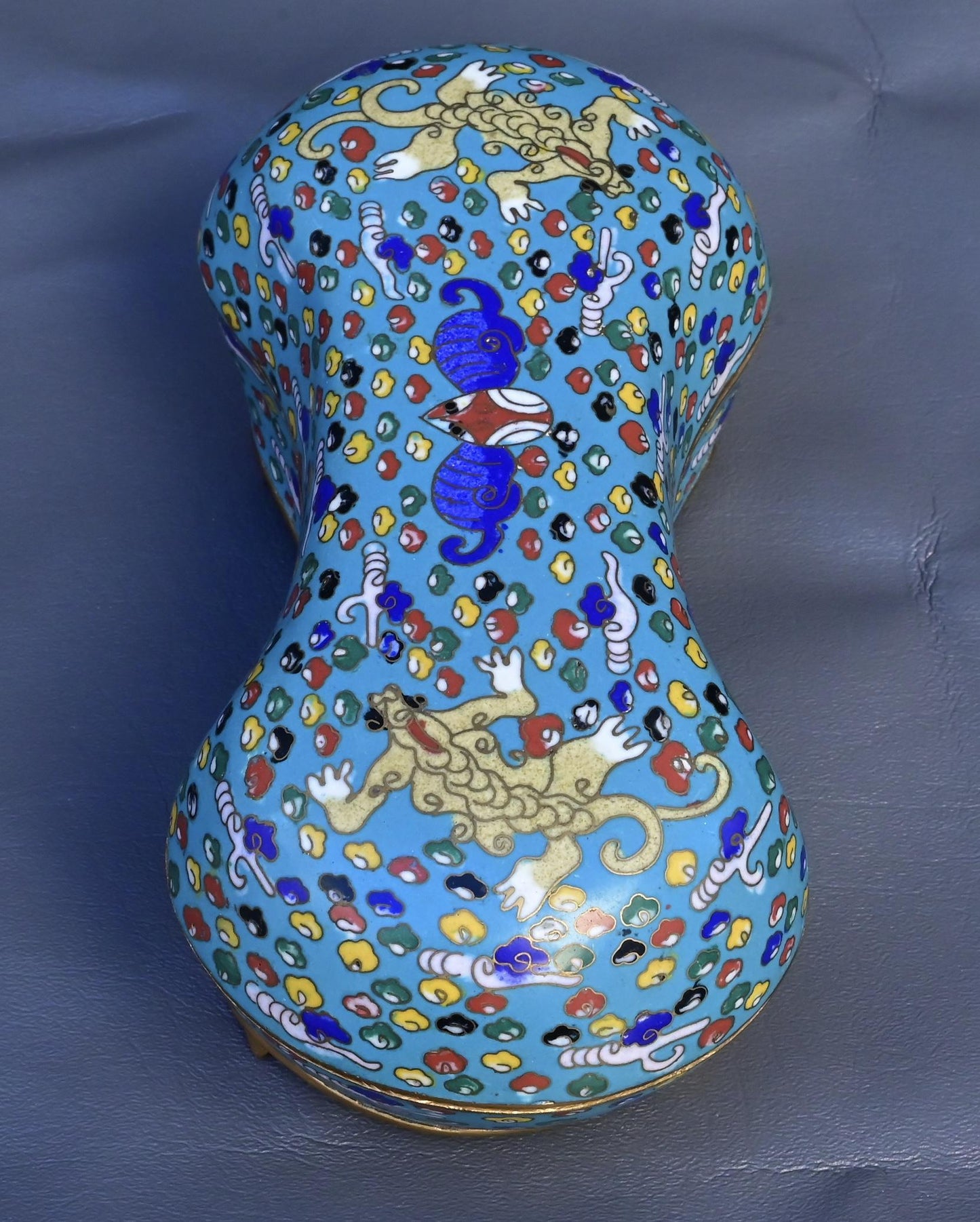 Antique Chinese Cloisonné Enamel Box with Mythical Beasts Late 19th Century