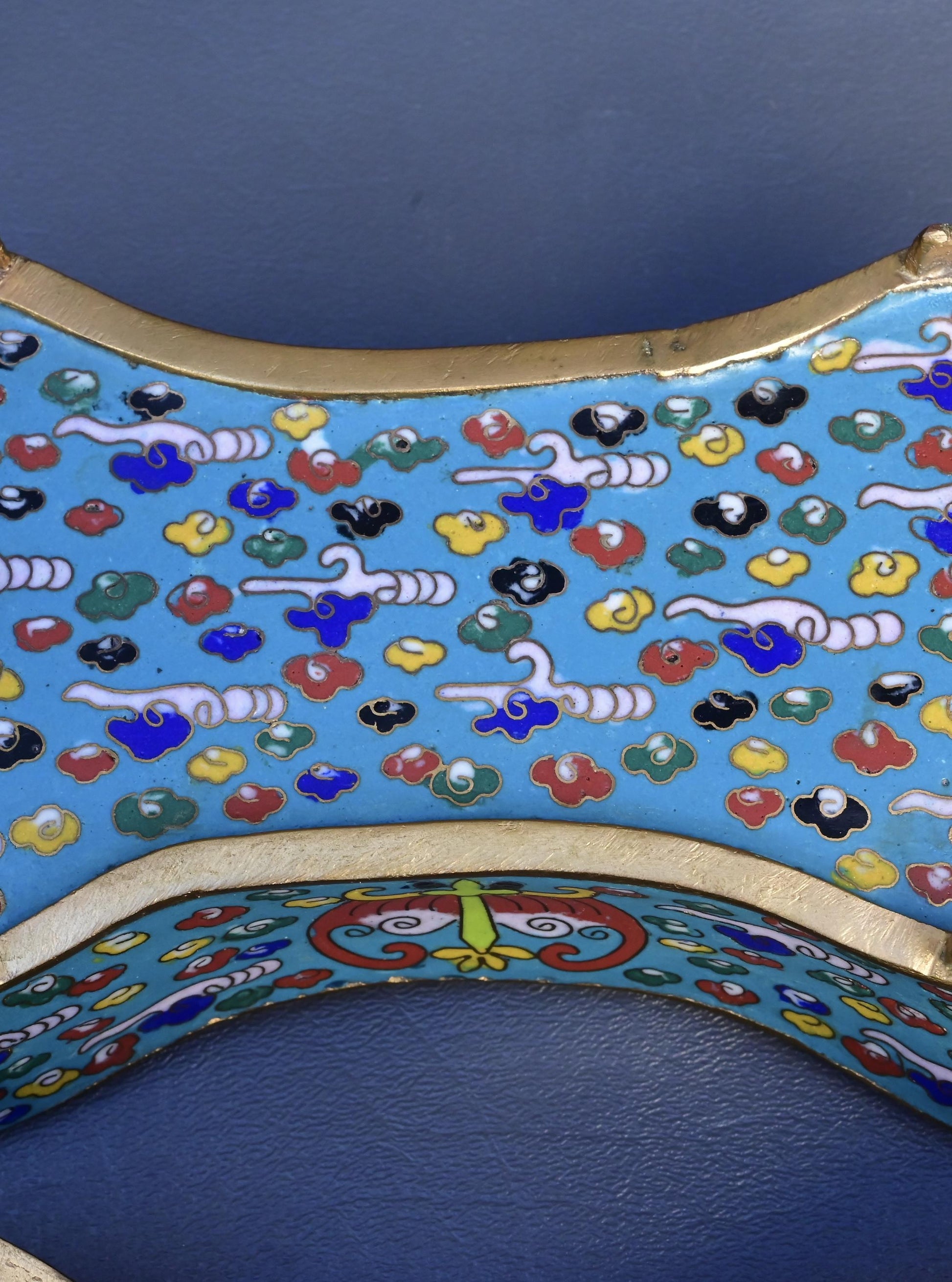 Antique Chinese Cloisonné Enamel Box with Mythical Beasts Late 19th Century