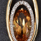 IGI Certified 14K Yellow Gold Pendant 4.40ct Oval Natural Citrine & Diamonds