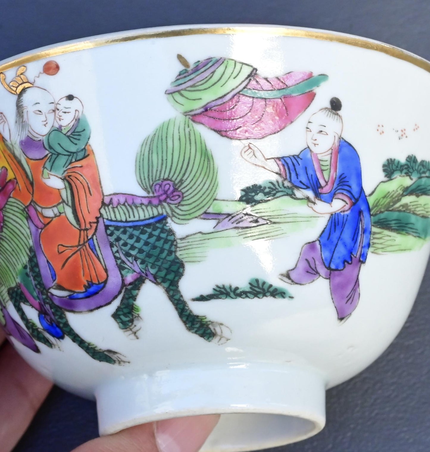 Pair of Antique Chinese Qing Dynasty Porcelain Covered Bowls – Children at Play