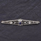 Art Deco Brooch in 14K White Gold with Blue Sapphire & Diamonds IGI Certified