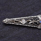 Art Deco Brooch in 14K White Gold with Blue Sapphire & Diamonds IGI Certified
