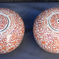 Pair of Antique Chinese Porcelain Ginger Jars – Red Floral Scroll Design