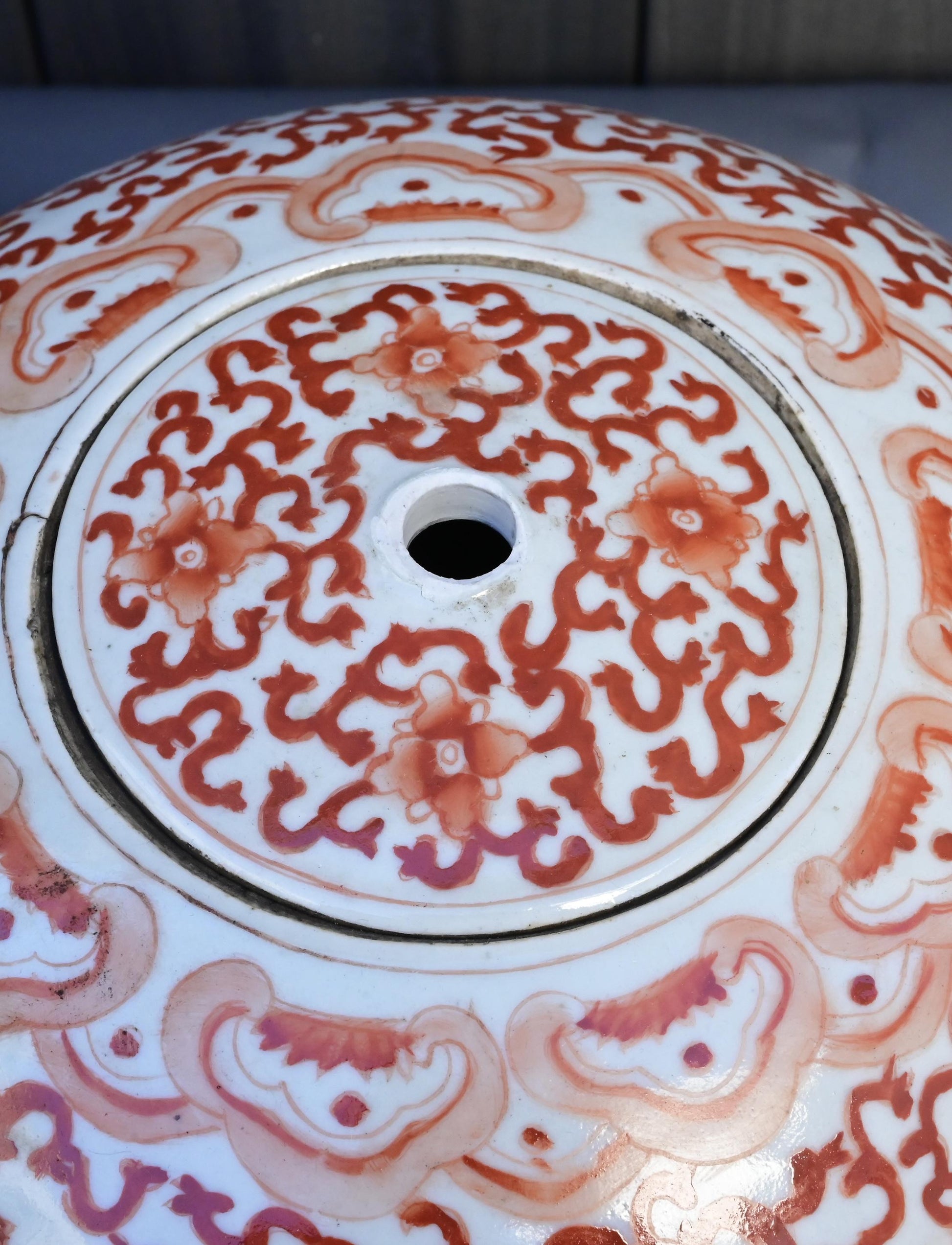 Pair of Antique Chinese Porcelain Ginger Jars – Red Floral Scroll Design