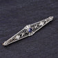 Art Deco Brooch in 14K White Gold with Blue Sapphire & Diamonds IGI Certified